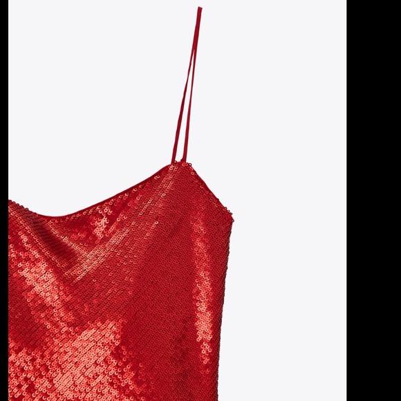 Zara Red Sequin Sleeveless Mini Dress Size XL - Picture 11 of 14